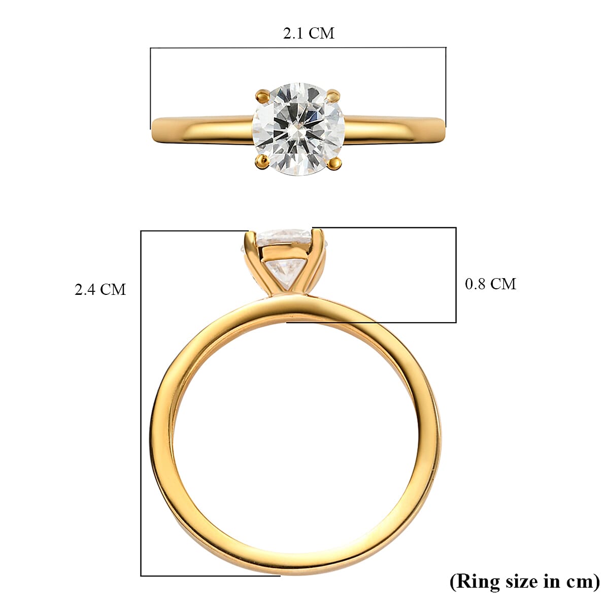Moissanite Solitaire Ring in 14K Gold Overlay Sterling Silver