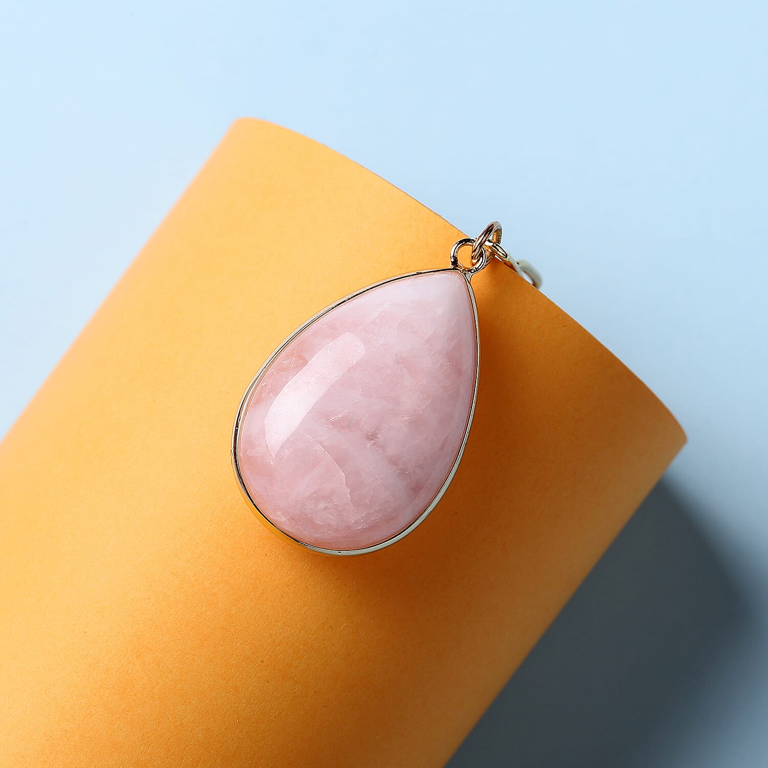 Rose Quartz Paperclip Necklace (Size - 20 with 2 inch Extender) in Yellow Gold Tone 37.50 Ct.