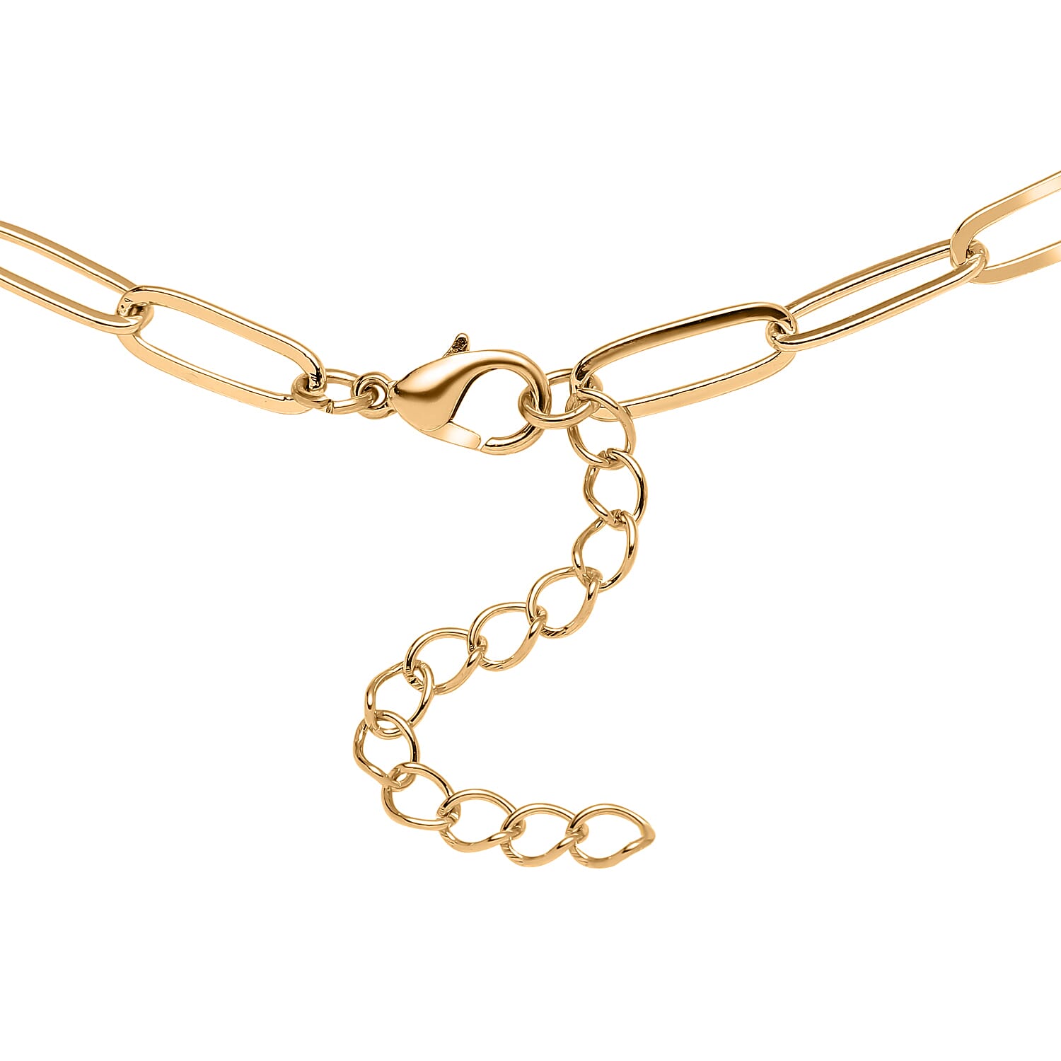 Rose Quartz Paperclip Necklace (Size - 20 with 2 inch Extender) in Yellow Gold Tone 37.50 Ct.