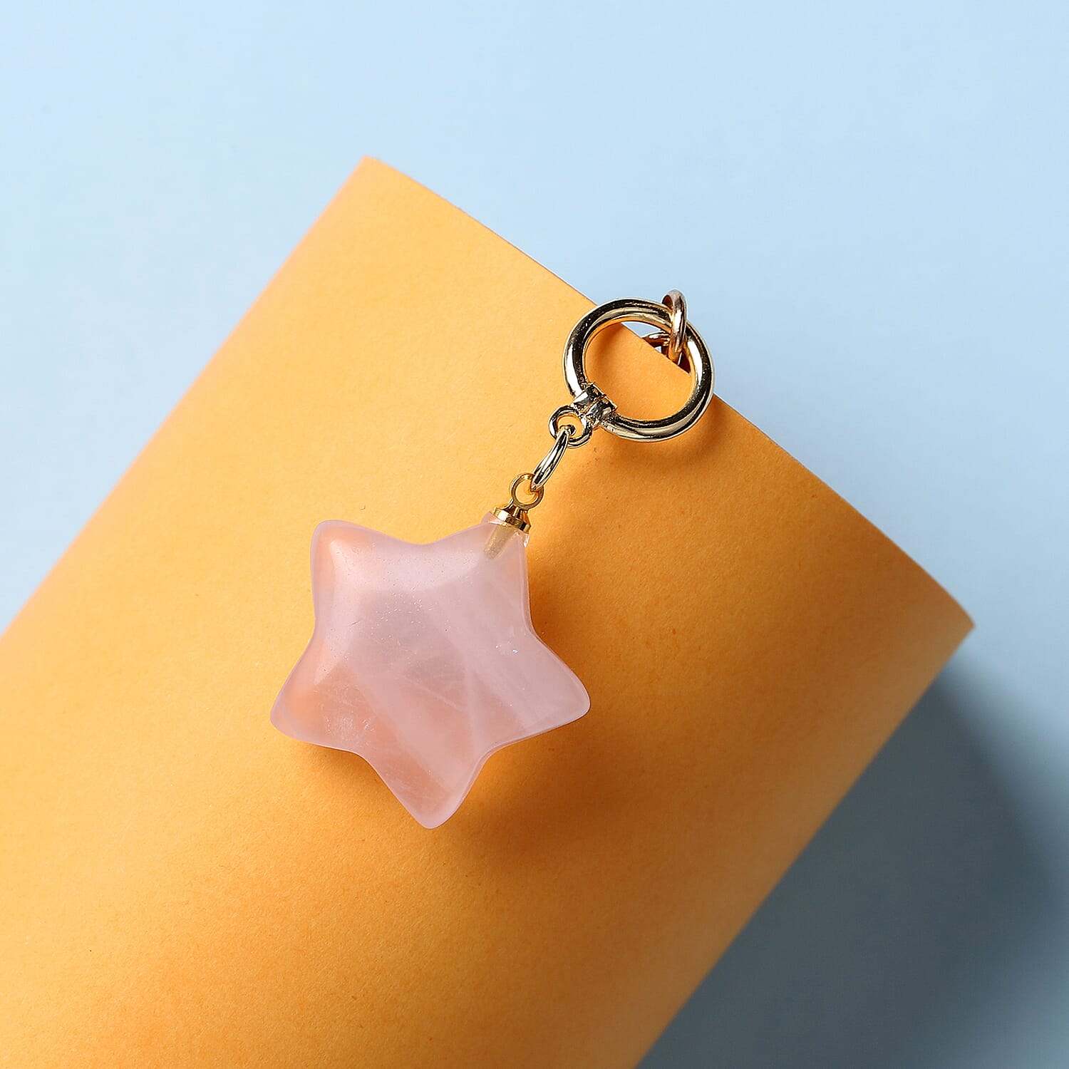 Rose Quartz Paperclip Necklace (Size - 20) with T-Bar Lock in Yellow Gold Tone 16.50 Ct.