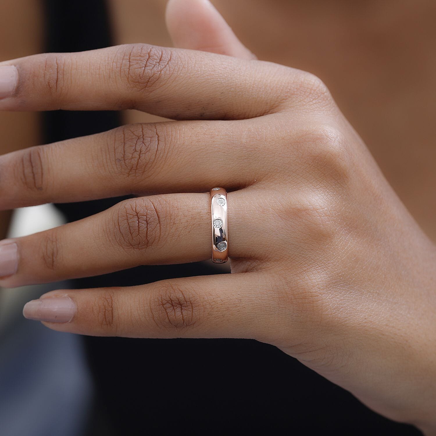 MP Designer Inspired Flush Set Diamond (Rnd) Band Ring in Sterling Silver