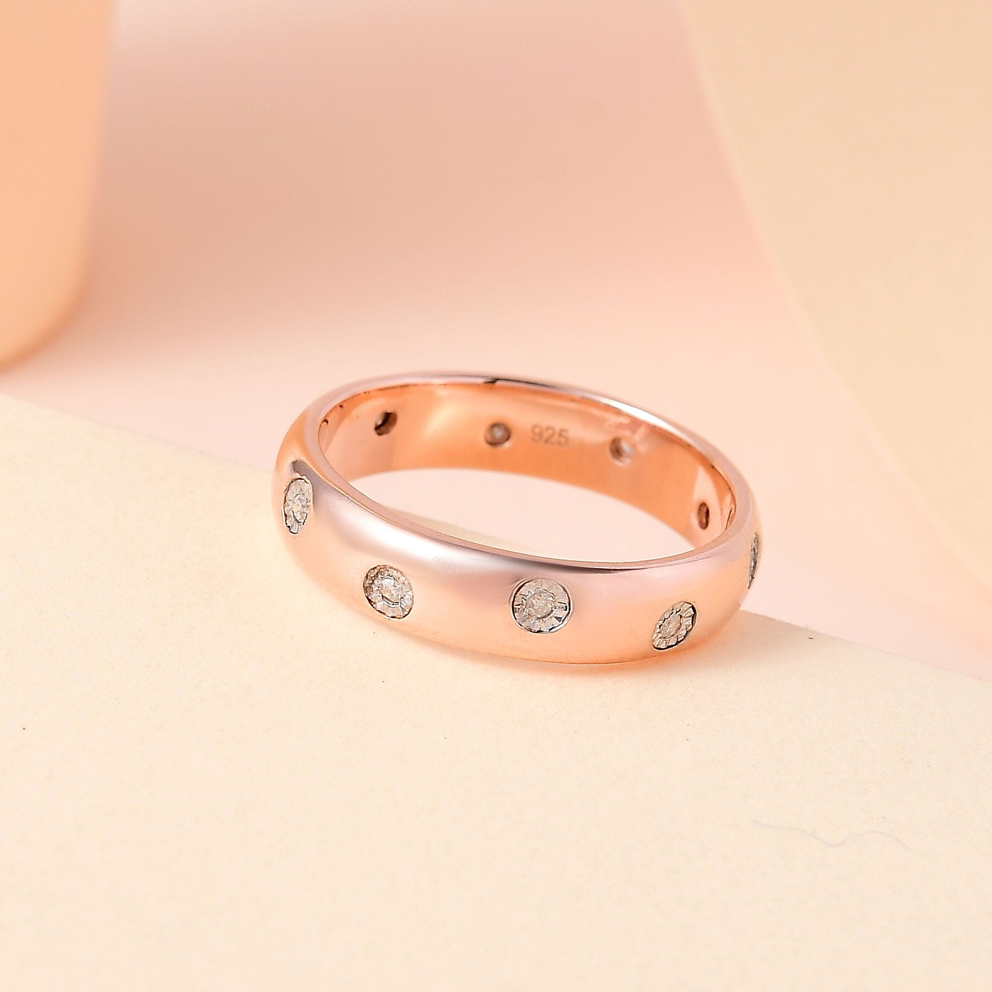 MP Designer Inspired Flush Set Diamond (Rnd) Band Ring in Sterling Silver