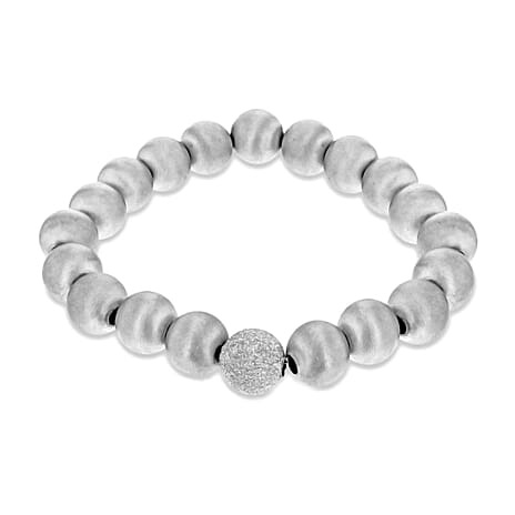 Rhodium Overlay Sterling Silver Bracelet (Size - 7.5),  Silver Wt. 11 Gms