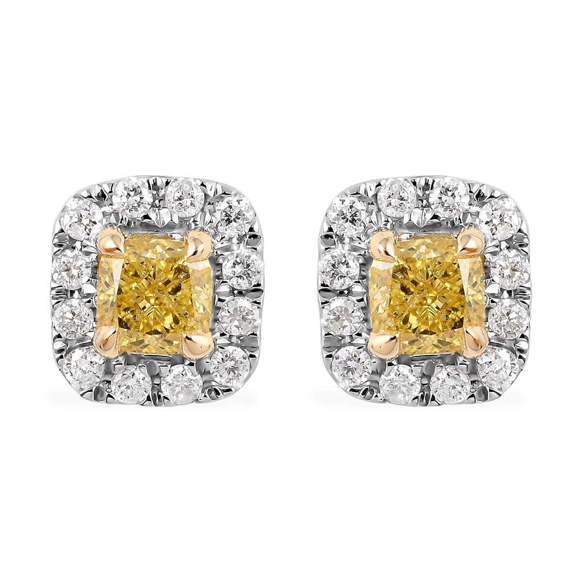 MODANI 14K Yellow & White Gold (SI-I1) Yellow Diamond & (I1-G-H) White Diamond Earrings 0.50 Carat