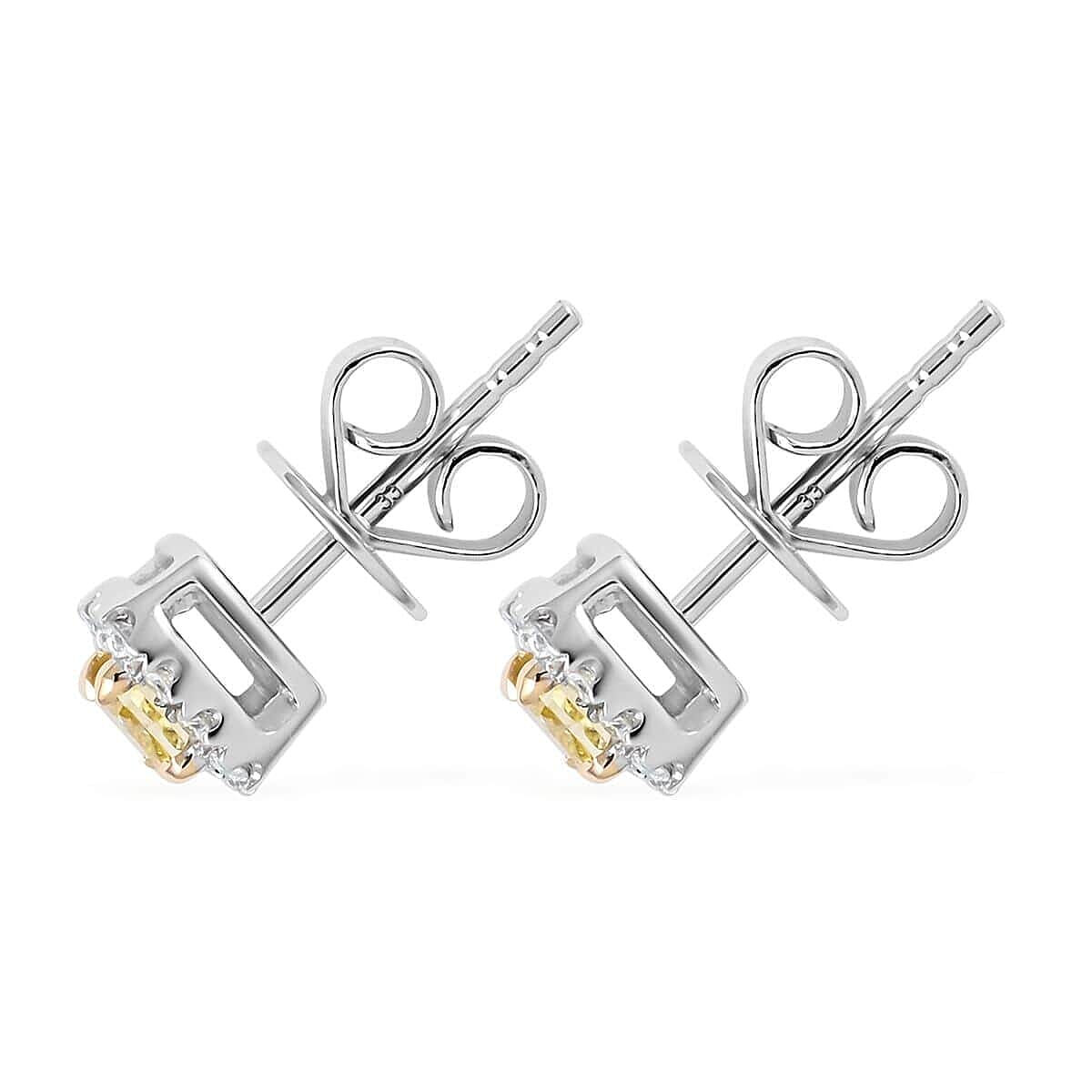 MODANI 14K Yellow & White Gold (SI-I1) Yellow Diamond & (I1-G-H) White Diamond Earrings 0.50 Carat