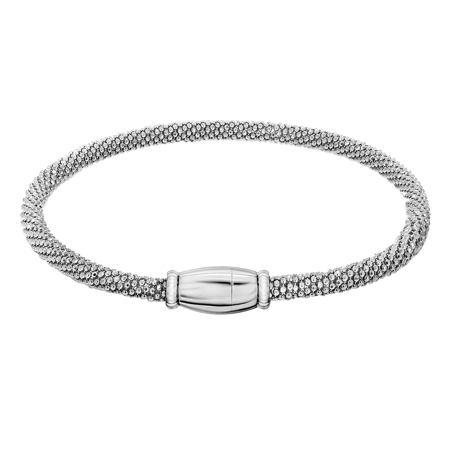 Rhodium Overlay Sterling Silver Bracelet (Size - 7.5),  Silver Wt. 8.7 Gms
