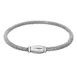 Sterling Silver Rhodium Plated Sparkle Magnetic Bracelet 7.5 Inch