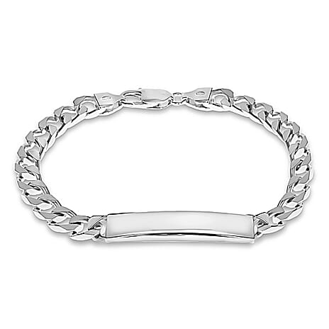 Rhodium Overlay Sterling Silver Bracelet (Size - 8),  Silver Wt. 18.1 Gms