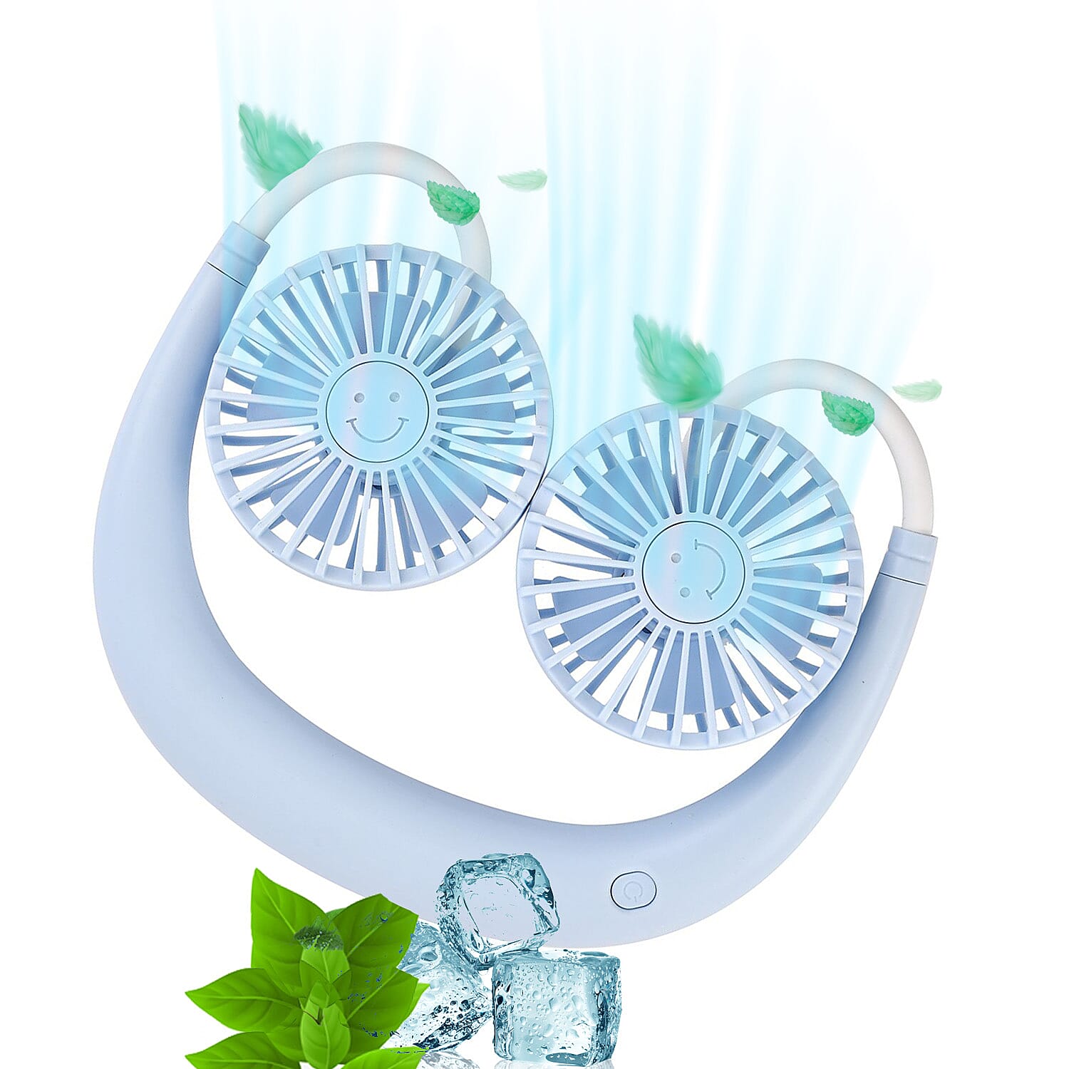 Portable Neck Fan with USB Rechargeable (1200mah) -Blue