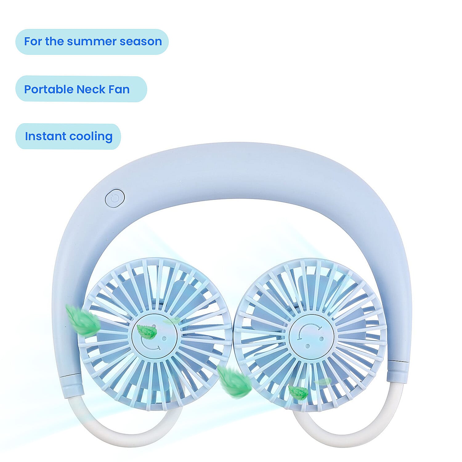 Portable Neck Fan with USB Rechargeable (1200mah) -Blue