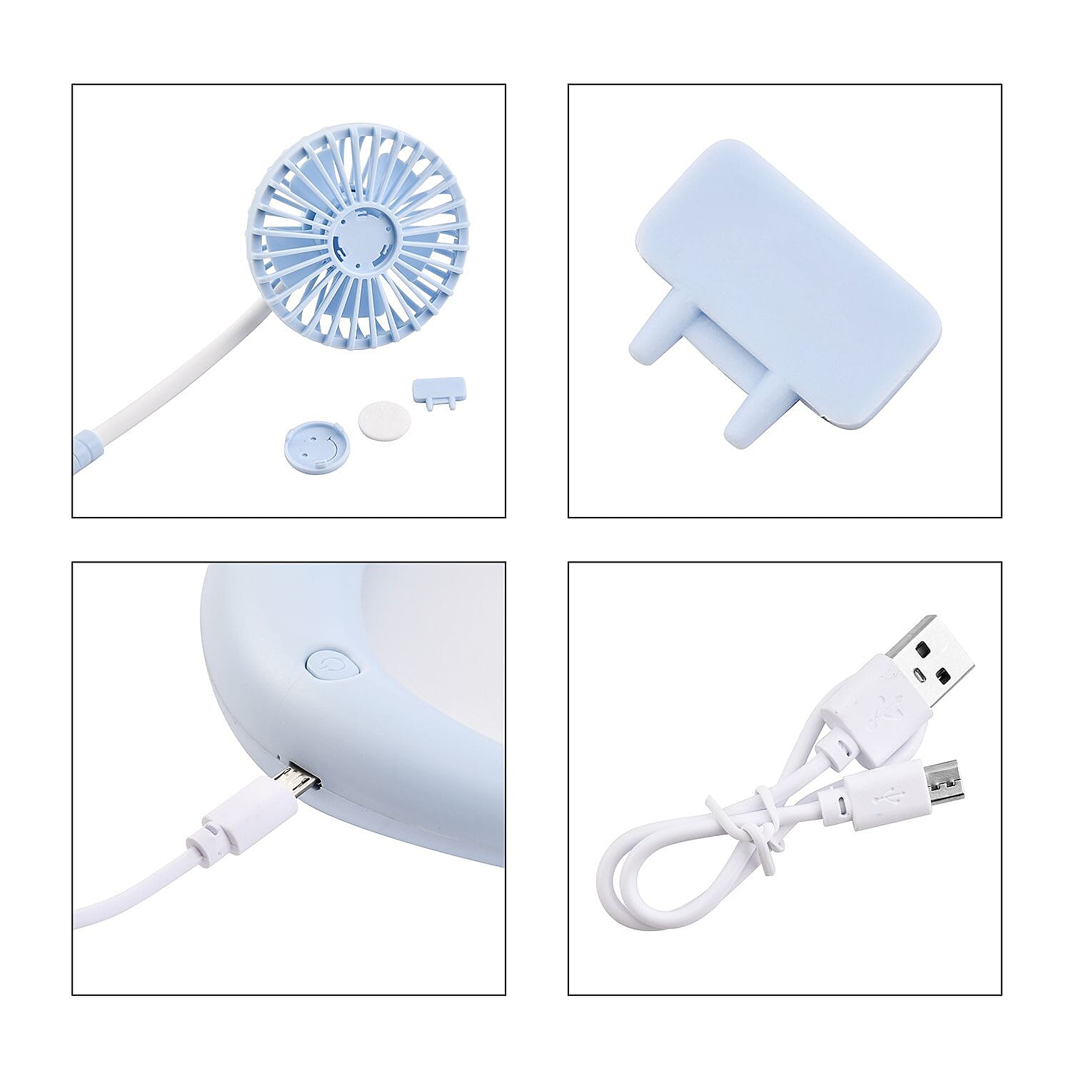 Portable Neck Fan with USB Rechargeable (1200mah) -Blue