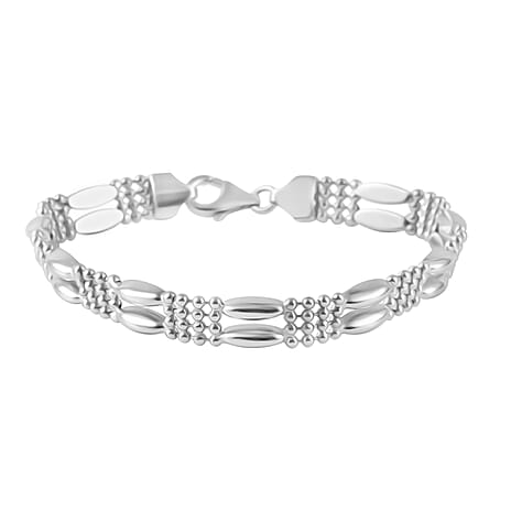 Rhodium Overlay Sterling Silver Bracelet (Size - 7.5),  Silver Wt. 10 Gms
