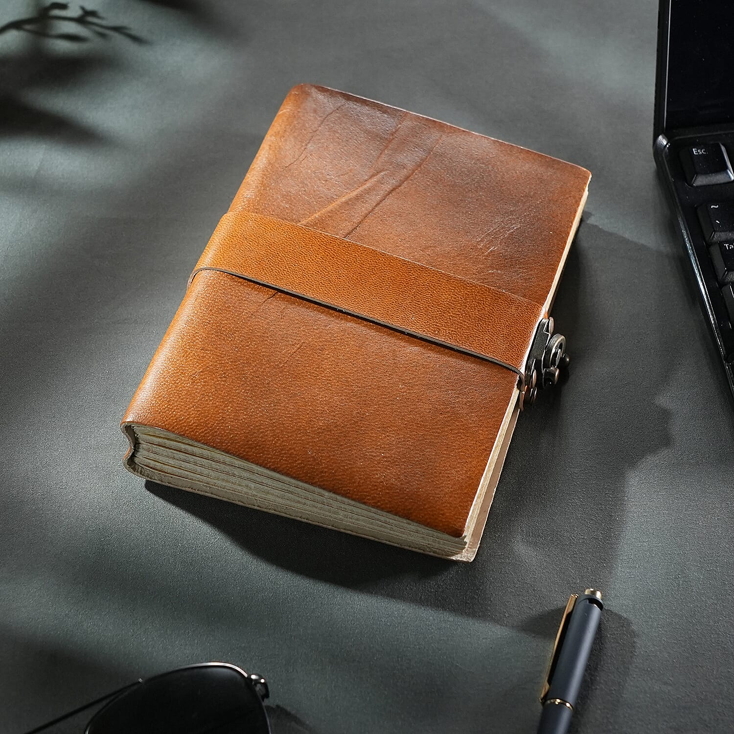 Vintage 100% Genuine Leather Journal with Handmade Paper - Tan