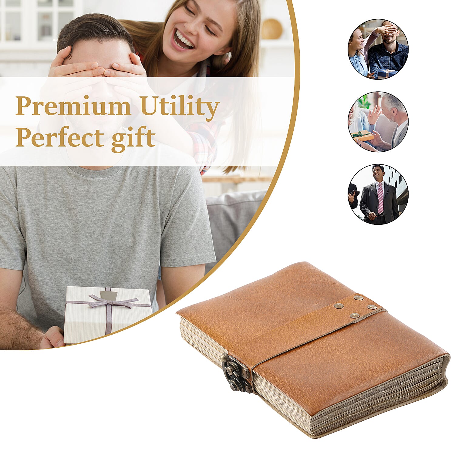 Vintage 100% Genuine Leather Journal with Handmade Paper - Tan