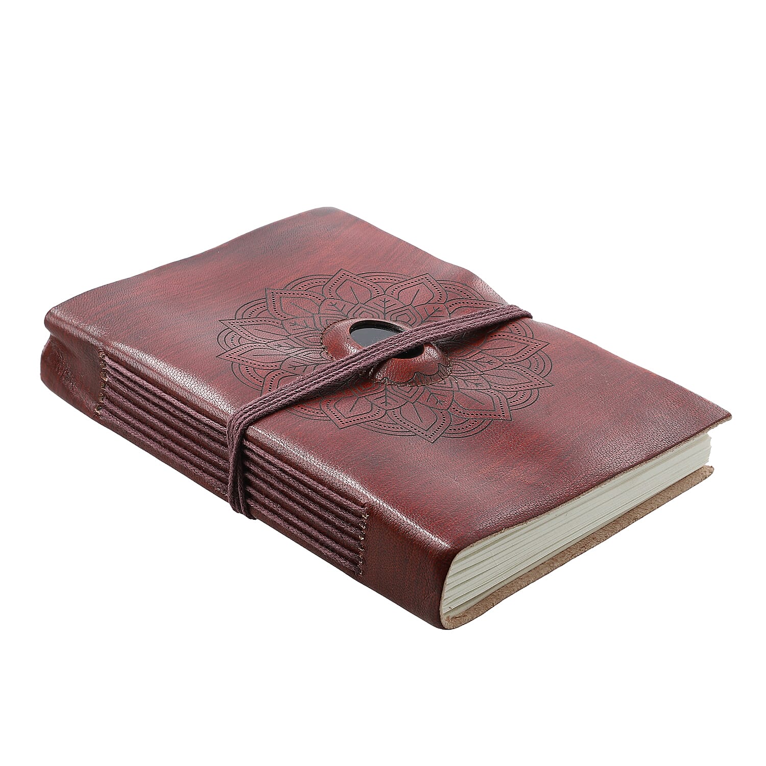 Lasercut 100% Genuine Leather Journal with Jasper Gemstone (Size 17x12x1 cm)