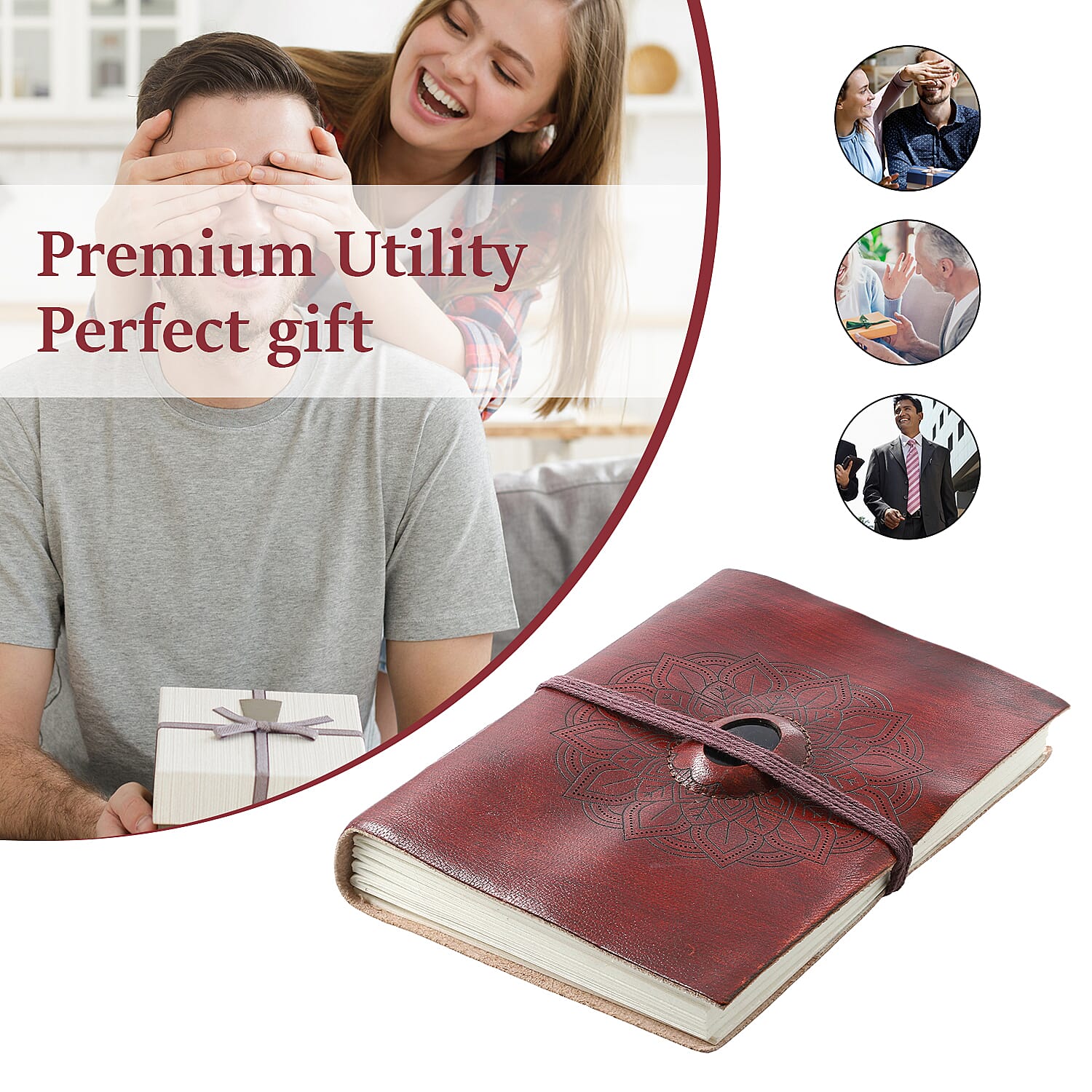 Lasercut 100% Genuine Leather Journal with Jasper Gemstone (Size 17x12x1 cm)