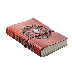 Lasercut 100% Genuine Leather Journal with Jasper Gemstone (Size 17x12x1 cm)