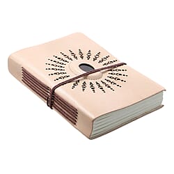 Lasercut 100% Genuine Leather Journal with Jasper Gemstone (Size 17x12x1 cm)