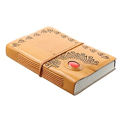 Lasercut 100% Genuine Leather Journal with Jasper Gemstone (Size 17x12x1 cm)