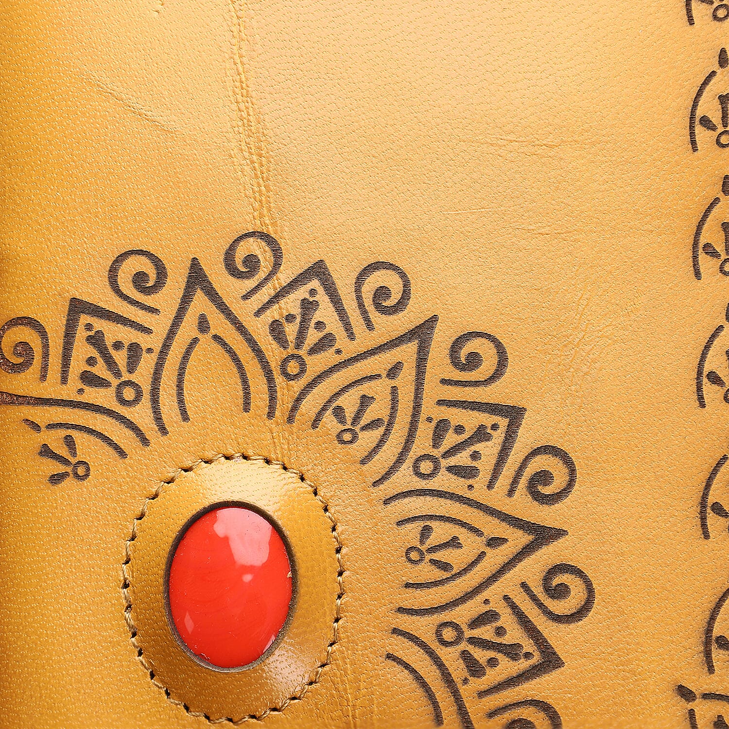 Lasercut 100% Genuine Leather Journal with Red Agate Gemstone