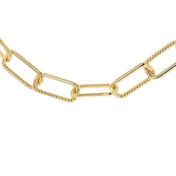 Sterling Silver Yellow Gold Plated 7.4mm Half Twisted Link Paper Chain 18 Inch