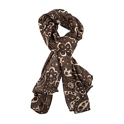 Tamsy Cotton Printed Scarf (Size 180x75 cm) - Red and Beige