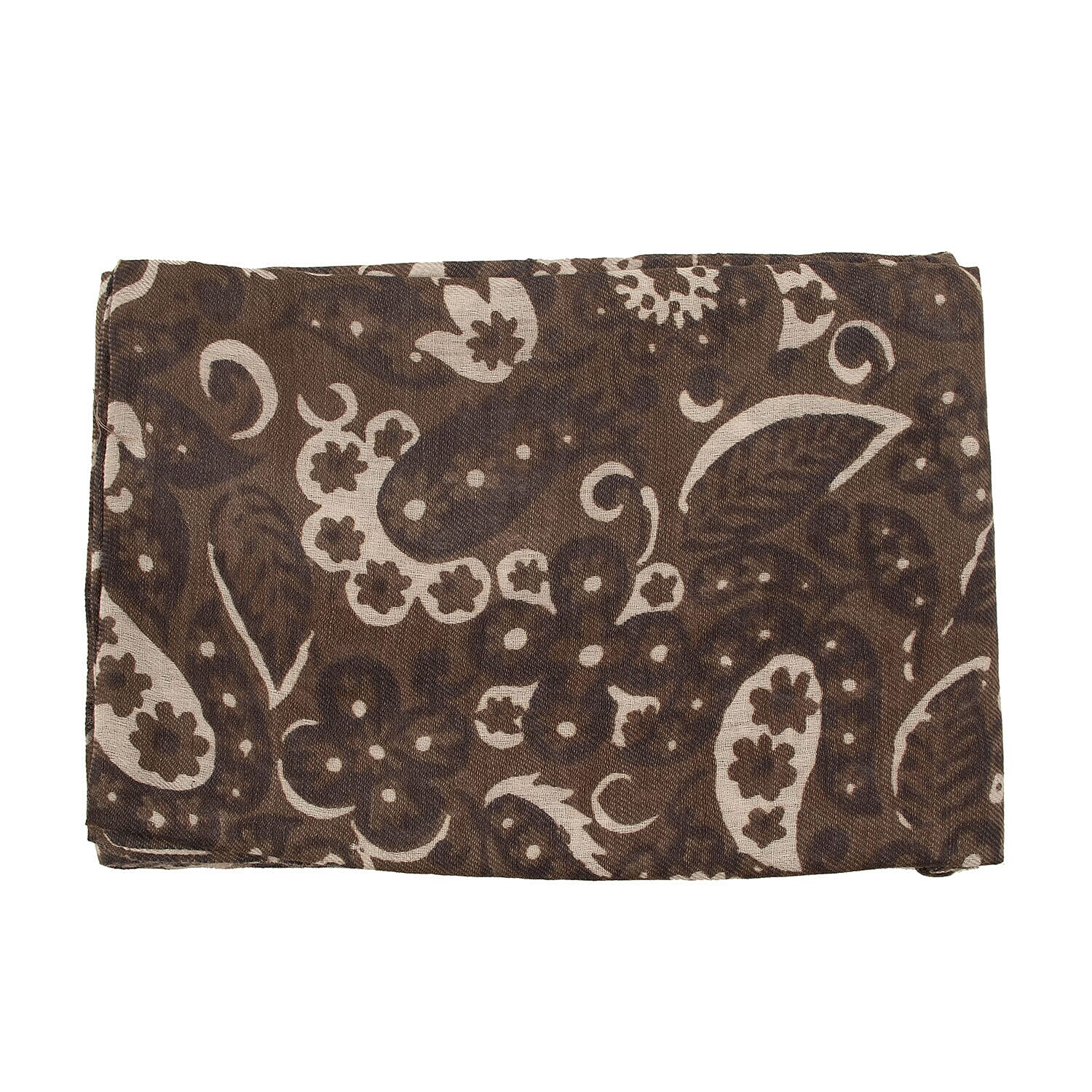 Tamsy Floral Printed Scarf (Size 180x75 cm) - Dark Brown