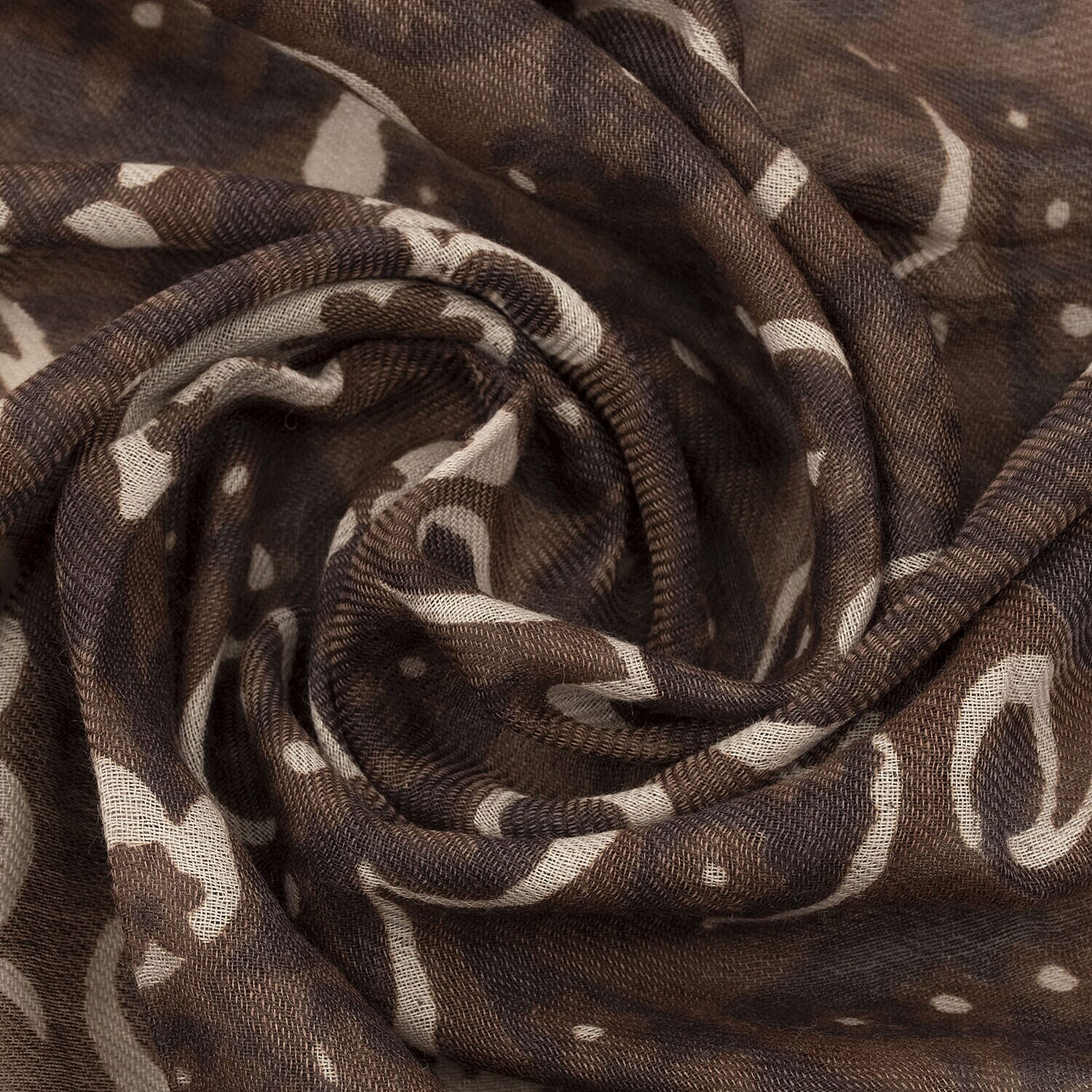 Tamsy Floral Printed Scarf (Size 180x75 cm) - Dark Brown