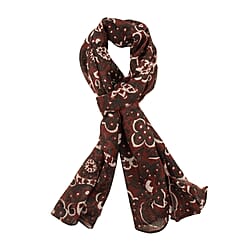 Tamsy Cotton Printed Scarf (Size 180x75 cm) - Red & Beige