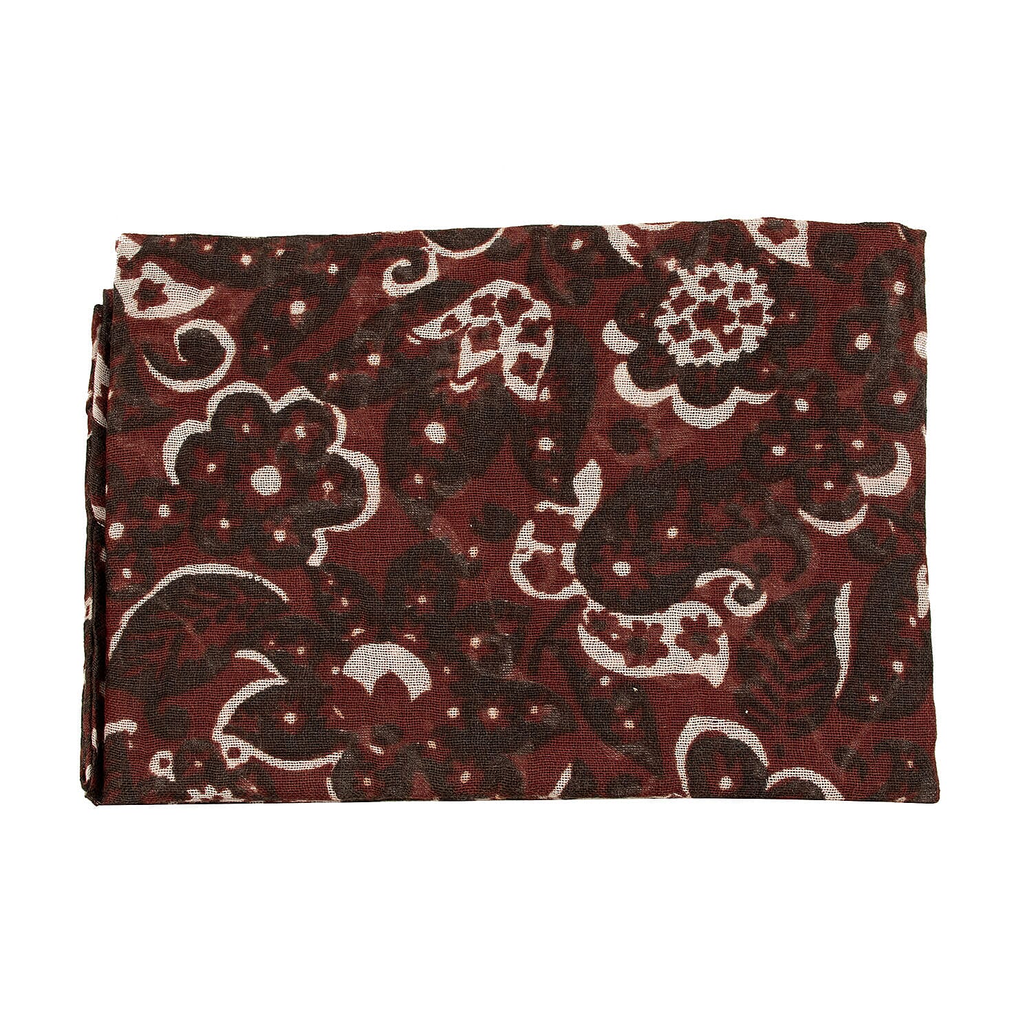 TAMSY Cotton Printed Scarf (Size 180x75 cm) - Red - Beige