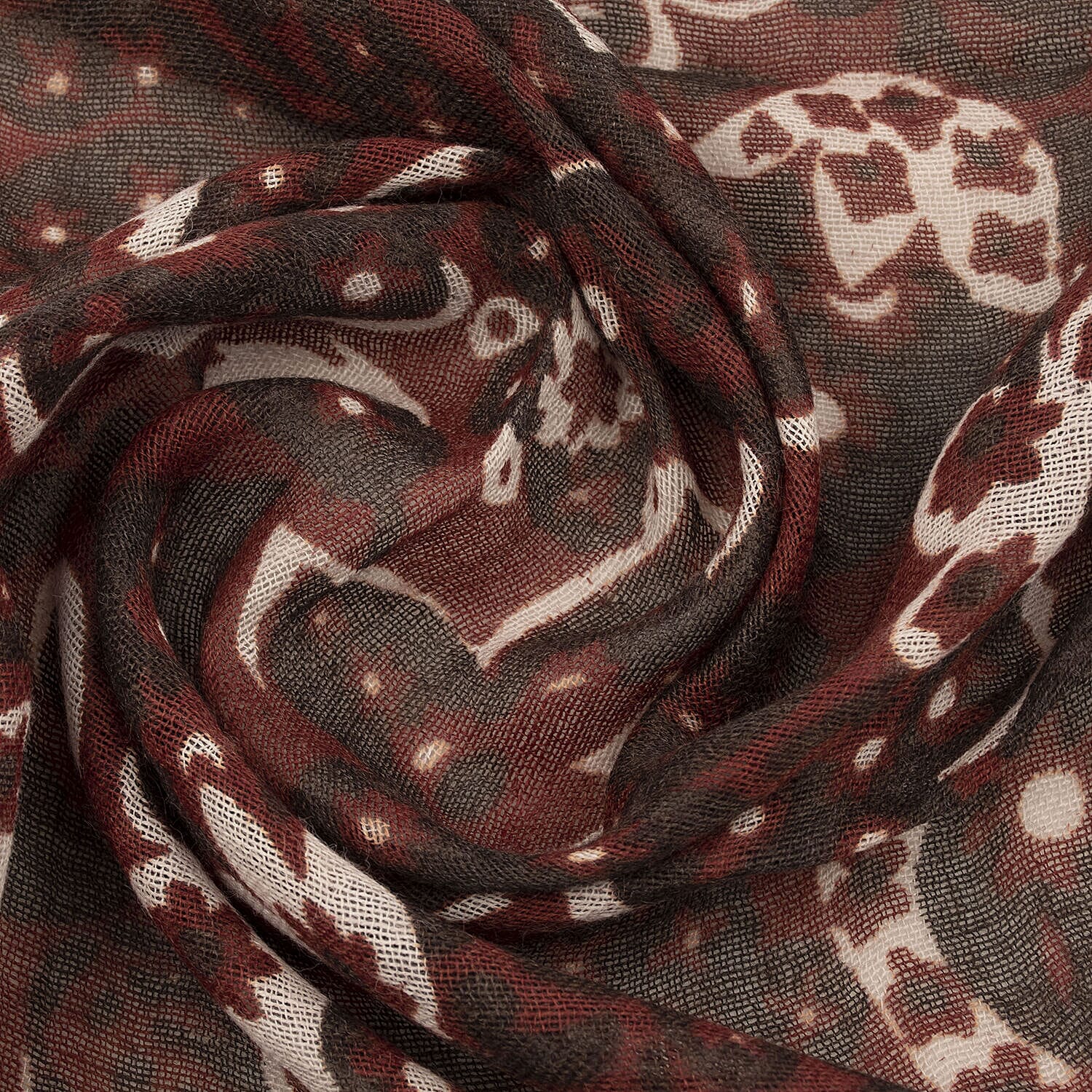 TAMSY Cotton Printed Scarf (Size 180x75 cm) - Red - Beige