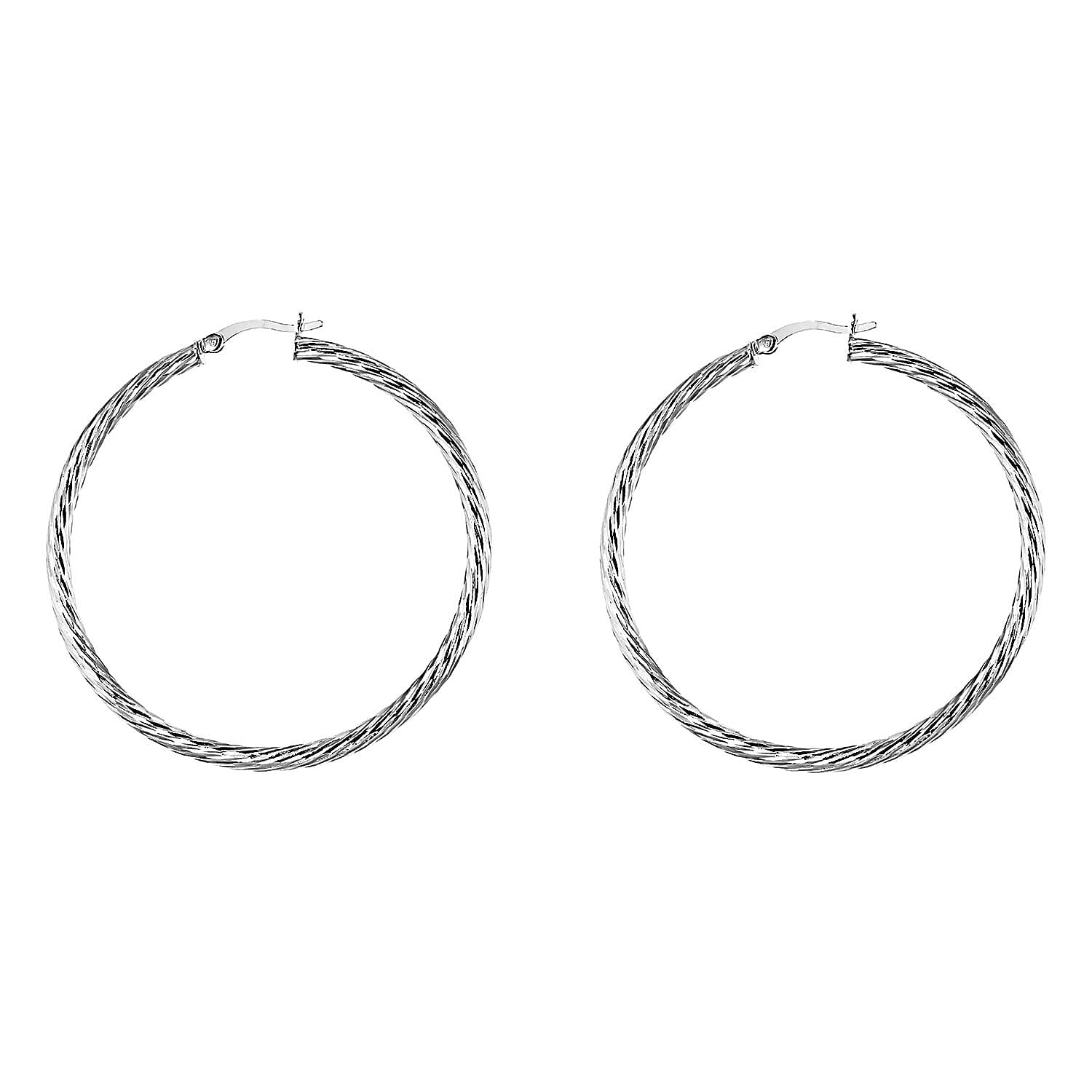 Rhodium Overlay Sterling Silver Earring,  Silver Wt. 7.6 Gms