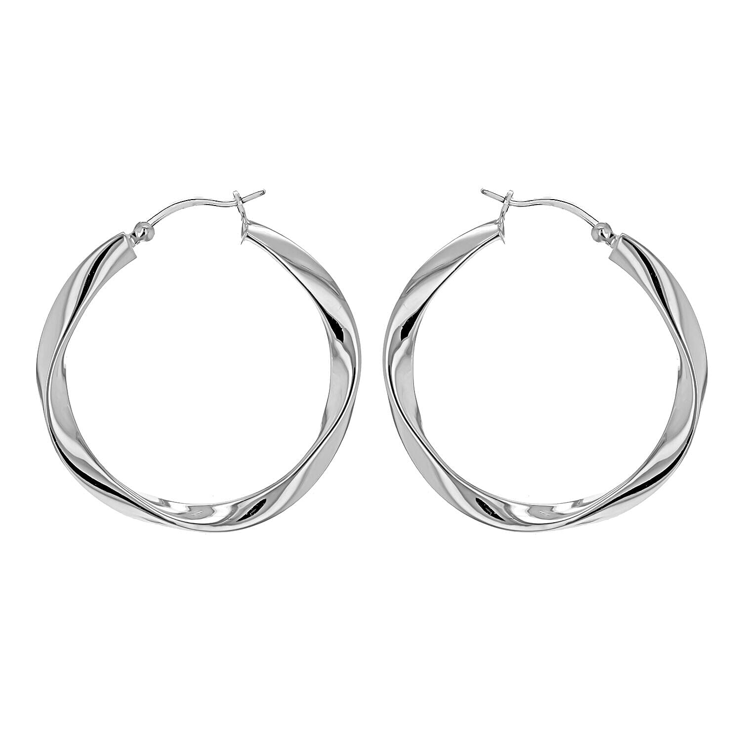 Sterling Silver 4mm Twist Tube 40mm Hoop Creole Earrings - 7315478 - TJC