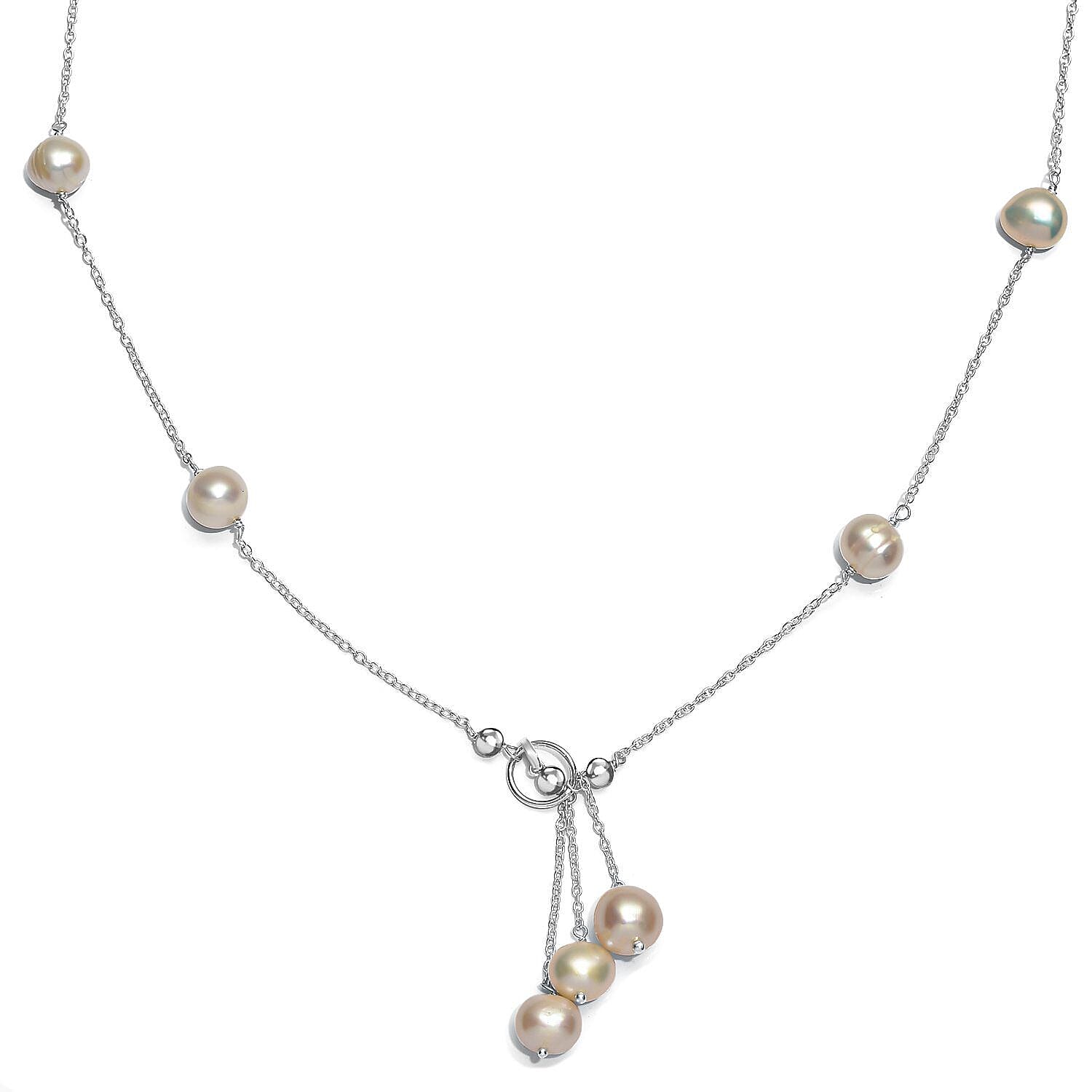 Fresh Water Pearl Necklace (Size - 18) in Sterling Silver