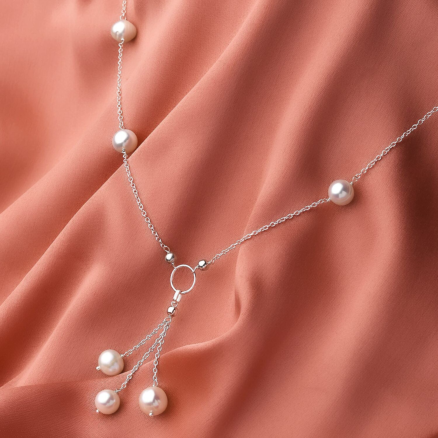 Fresh Water Pearl Necklace (Size - 18) in Sterling Silver
