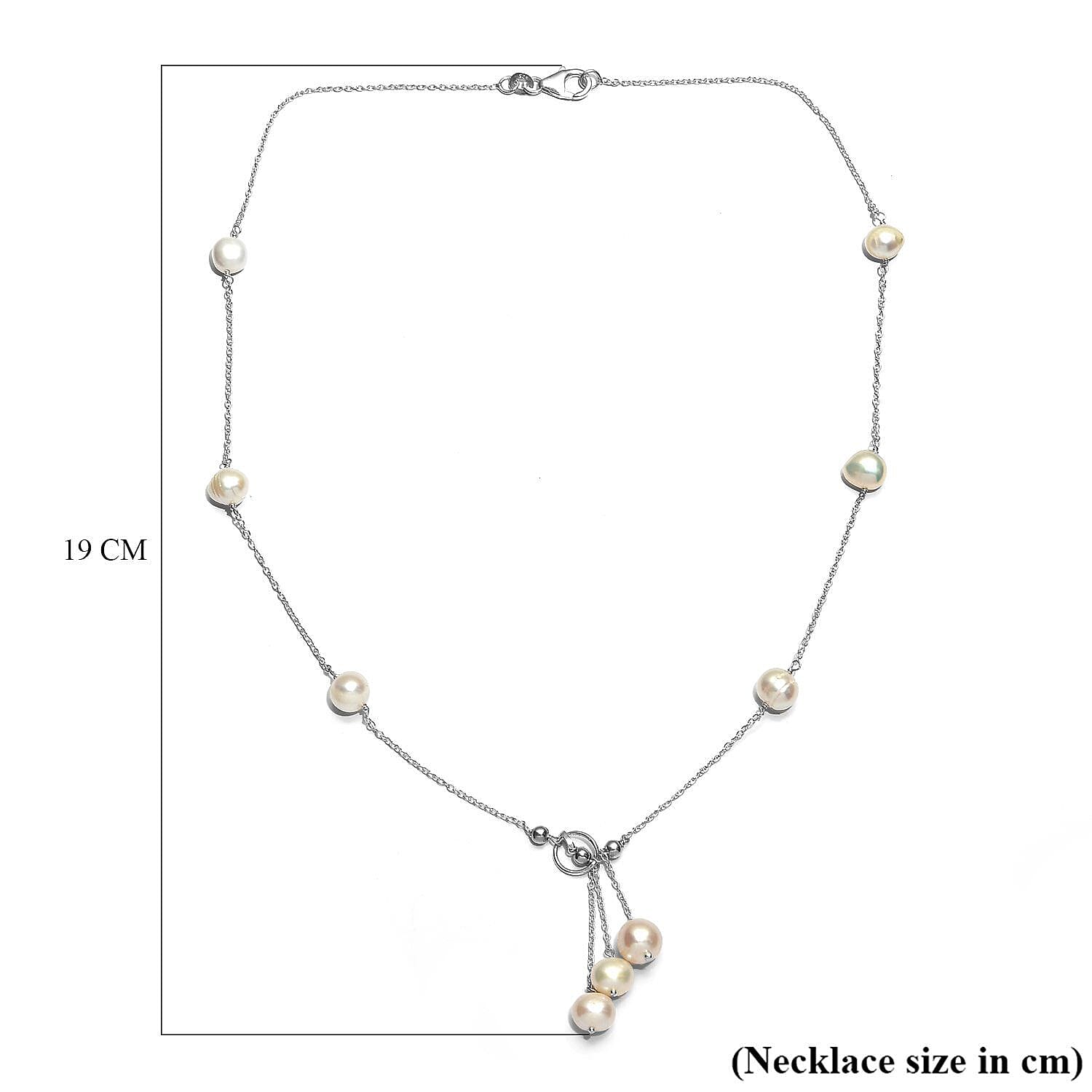 Fresh Water Pearl Necklace (Size - 18) in Sterling Silver