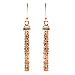 Sterling Silver Yellow Gold Plated 8mm x 72mm Bead and Ball Tassel Earrings