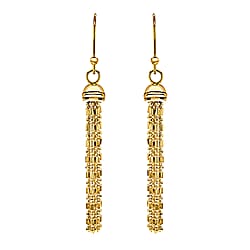 Sterling Silver Yellow Gold Plated 8mm x 72mm Bead and Ball Tassel Earrings