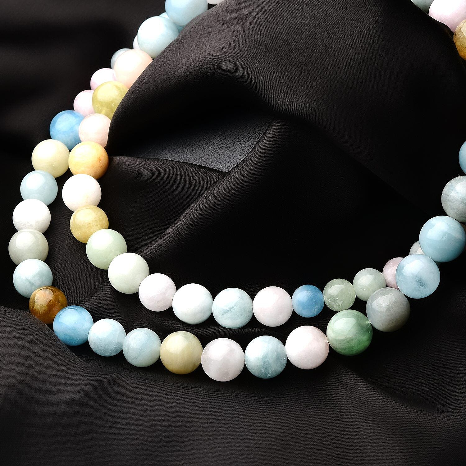 Multi Aquamarine, Morganite and Beryl Stone Necklace (Size - 30) 595.00 Ct.