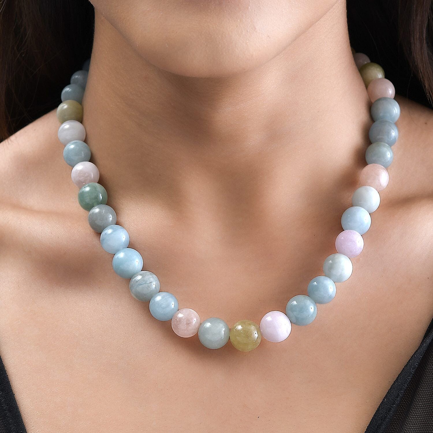 Multi Aquamarine, Morganite and Beryl Stone Necklace (Size - 30) 595.00 Ct.