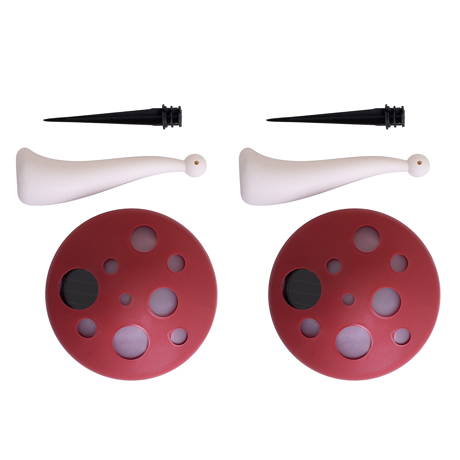 Set of 2 - Red Mushroom Pathway Solar Garden Lights - Red & White