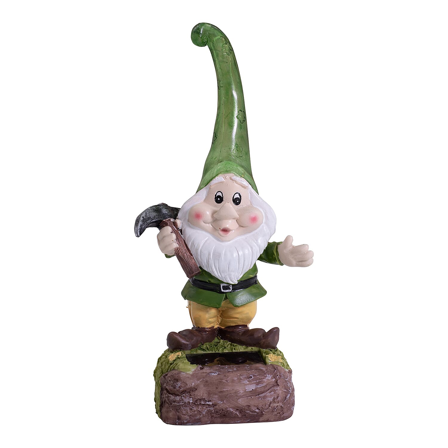 Gnomes Solar Garden Light (Green Hat) - 11in Approx