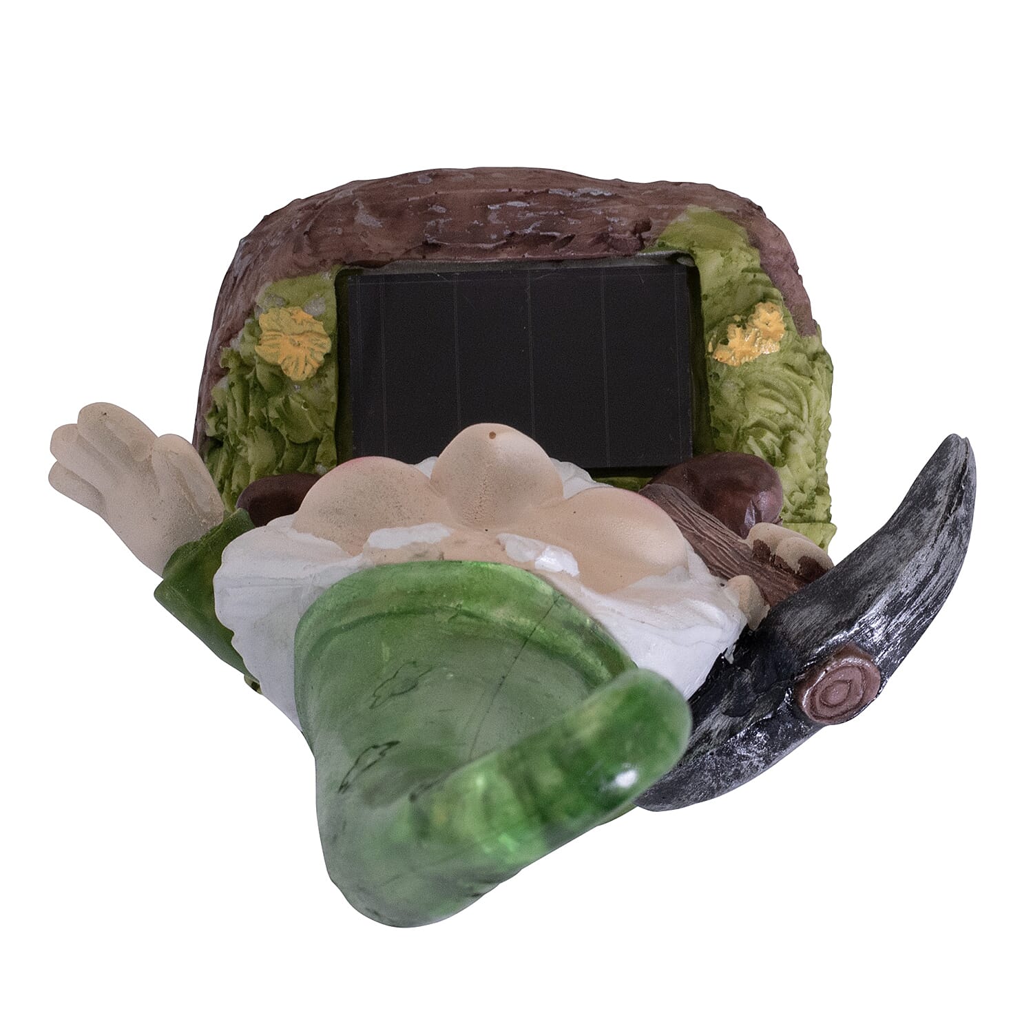Gnomes Solar Garden Light (Green Hat) - 11in Approx
