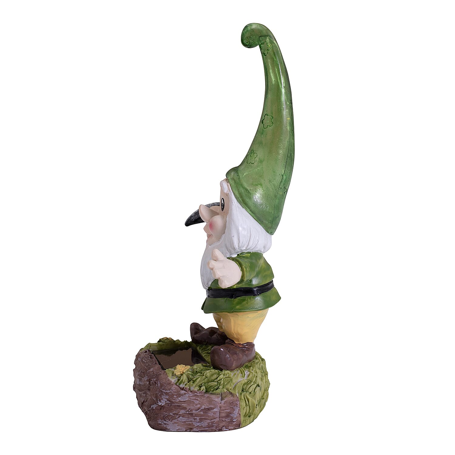 Gnomes Solar Garden Light (Green Hat) - 11in Approx