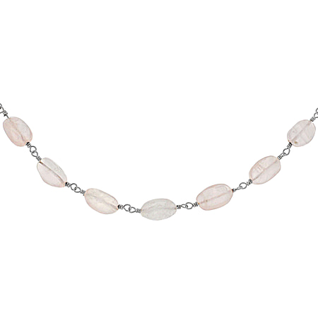 Sterling Silver Rose Quartz Bead Necklace 16 Inch