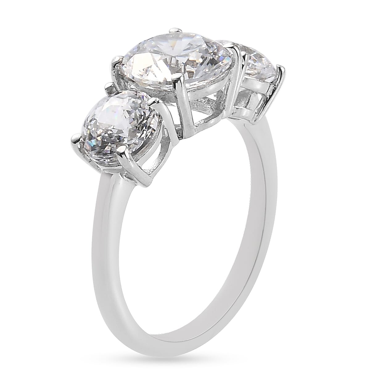 Lustro Stella Platinum Overlay Sterling Silver Ring Made with Finest CZ