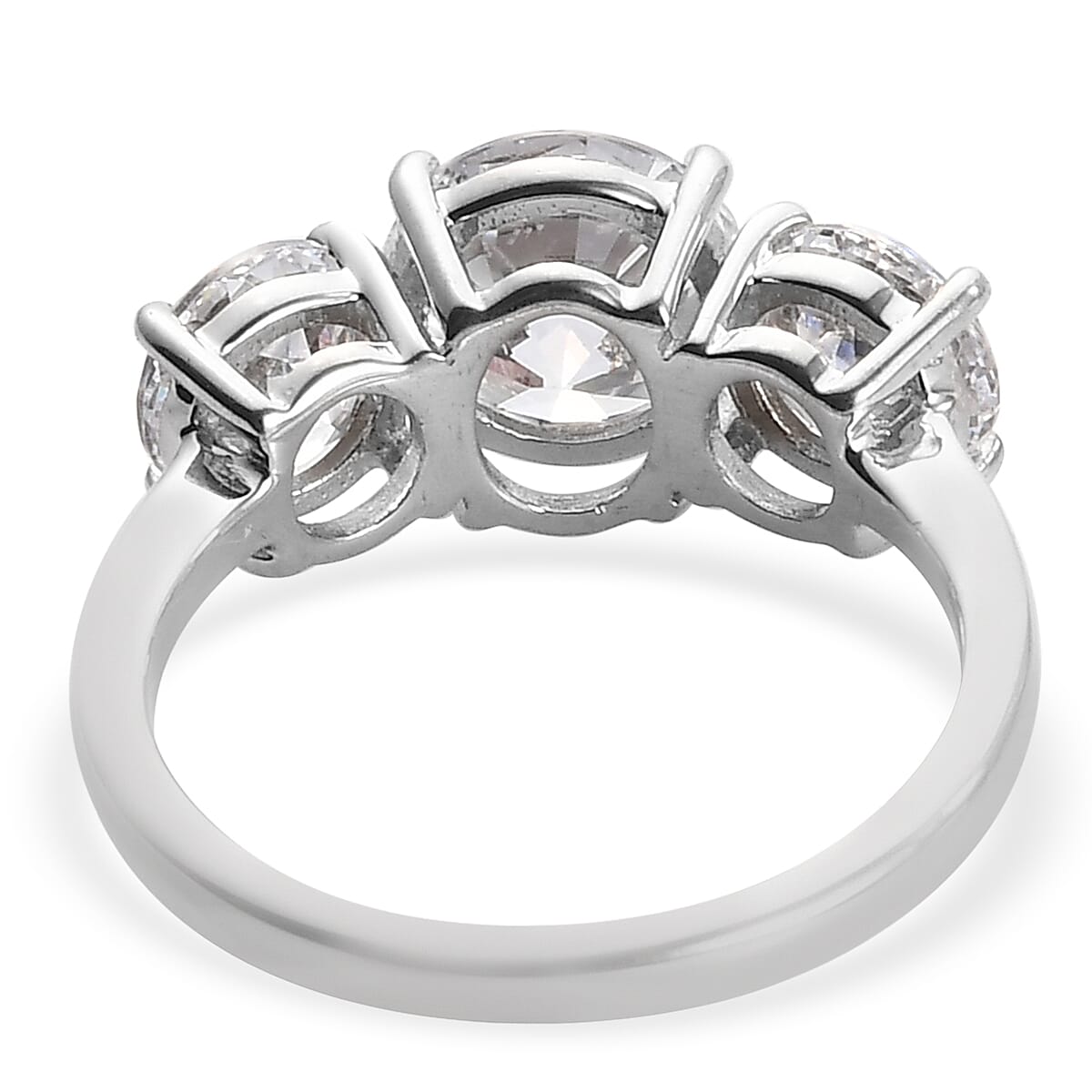 Lustro Stella Platinum Overlay Sterling Silver Ring Made with Finest CZ