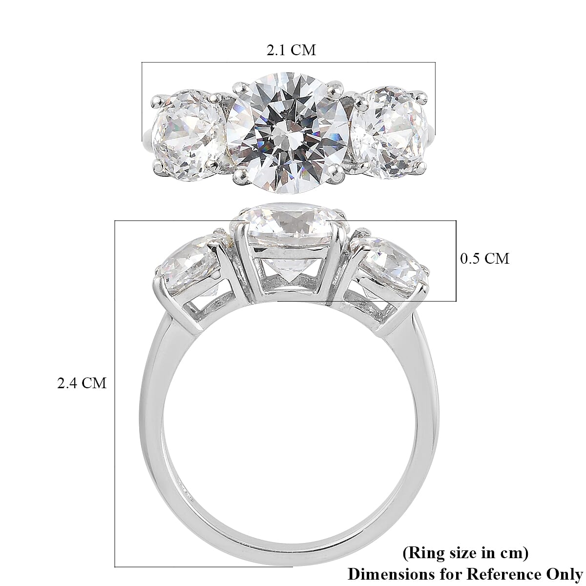 Lustro Stella Platinum Overlay Sterling Silver Ring Made with Finest CZ