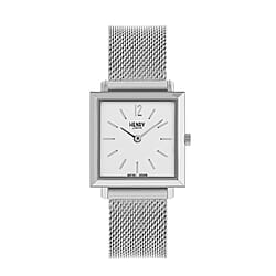 HERITAGE SQR 26MM SILV CASE WHT DL SILV MESH BCLT
