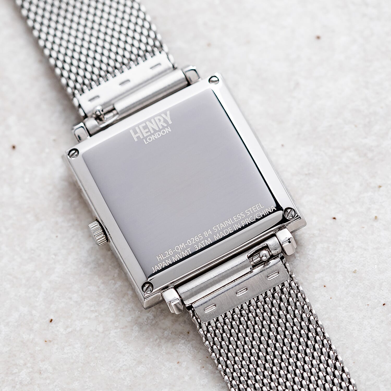 Henry London Heritage Square Ladies Silver Stainless Steel Mesh Bracelet Watch 7316640 TJC